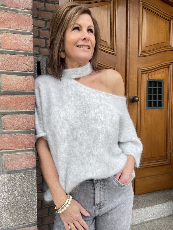 OFFSHOULDER TRUI - GRIJS - Spring