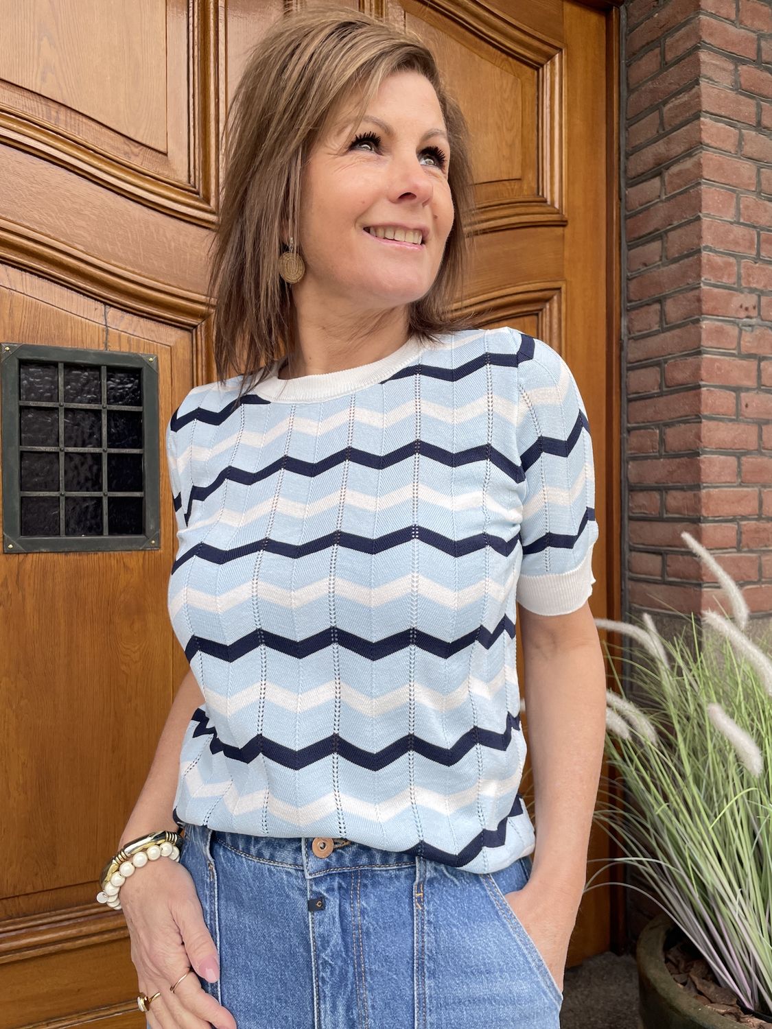 ZIGZAG TOP - Lichtblauw