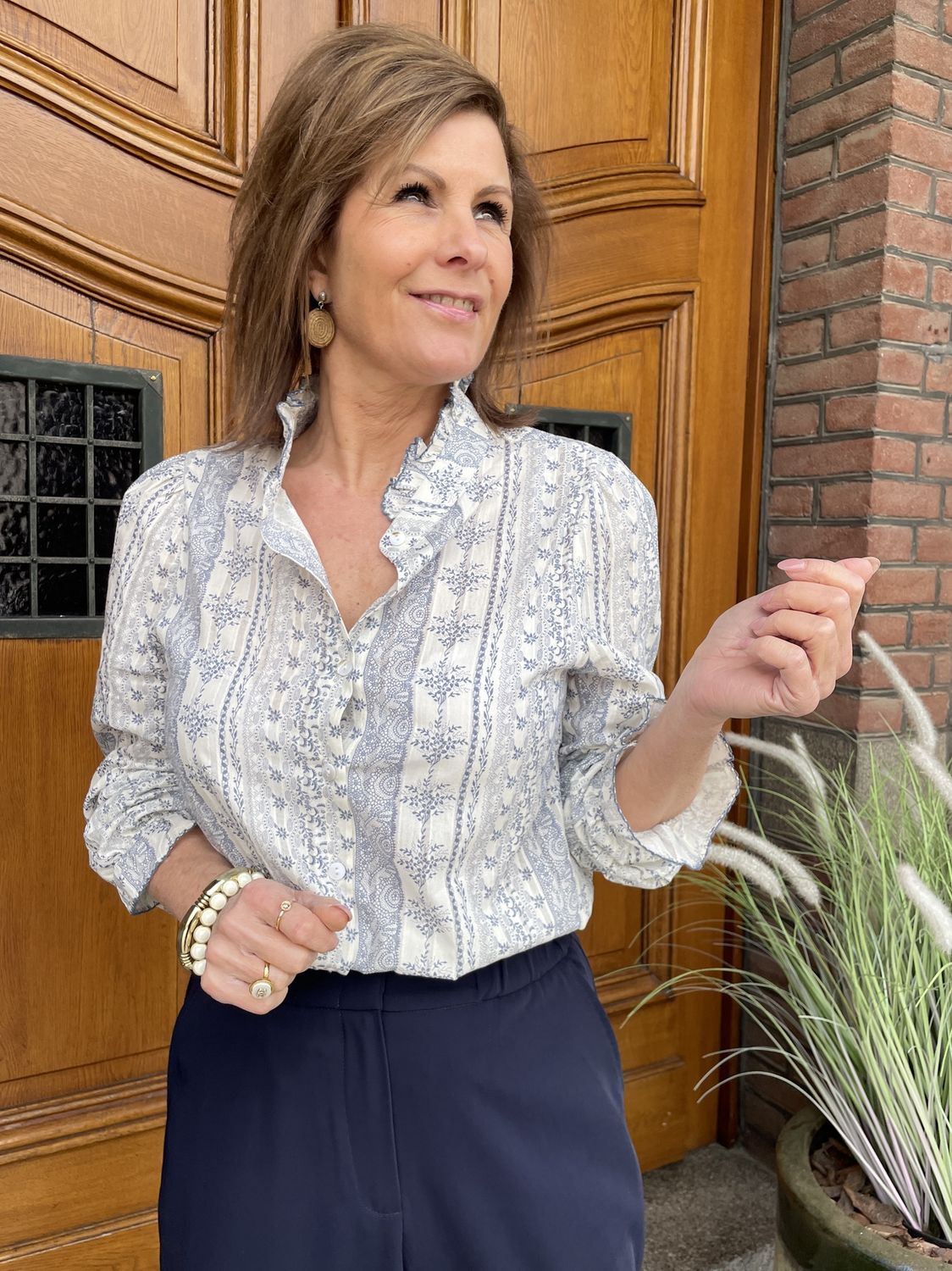 Blouse 5812 met Lichtblauwe print