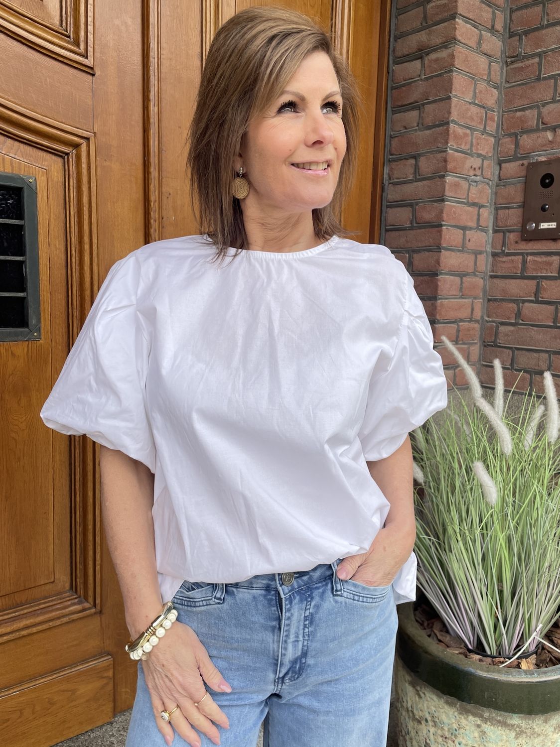 BLOUSE met POFMOUW - Wit