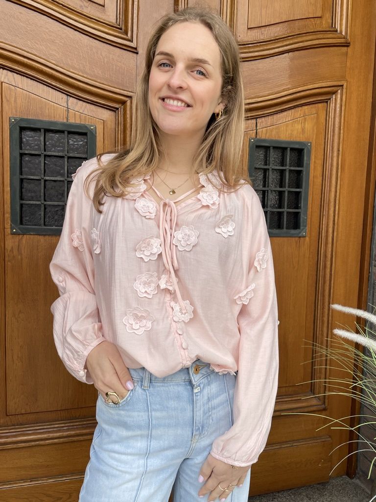 Blouse met Bloemen - Lichtroze