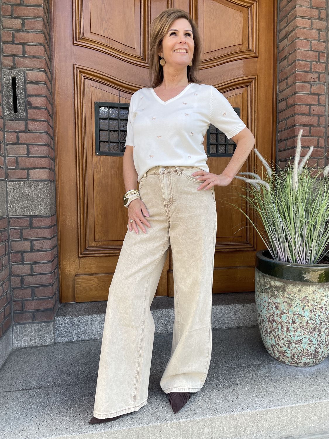 WIDE LEG JEANS - Beige 9135