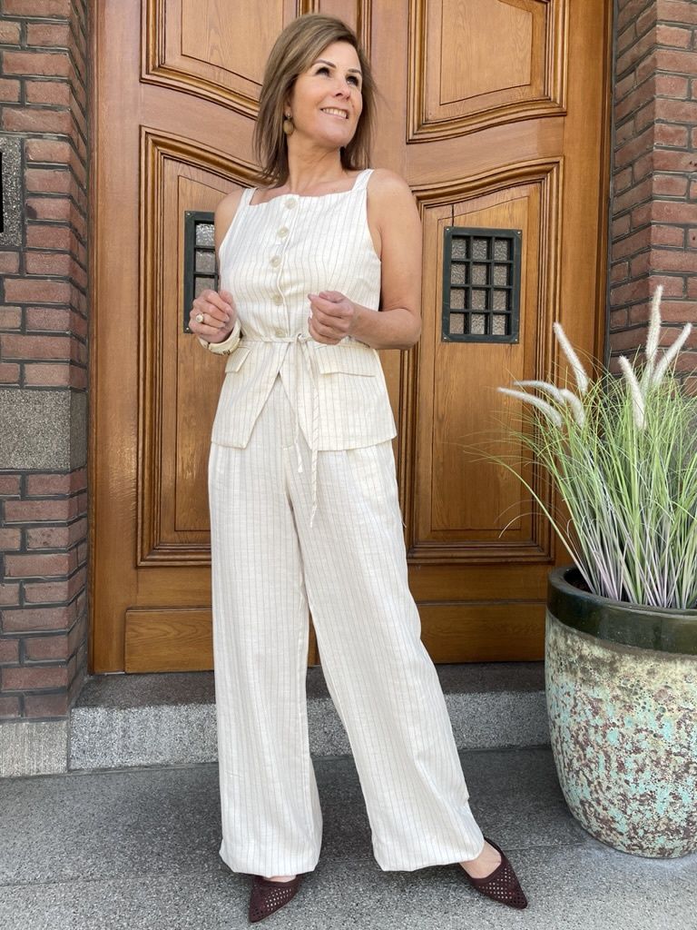 BEIGE KRIJTSTREEP - SUMMER PANTALON