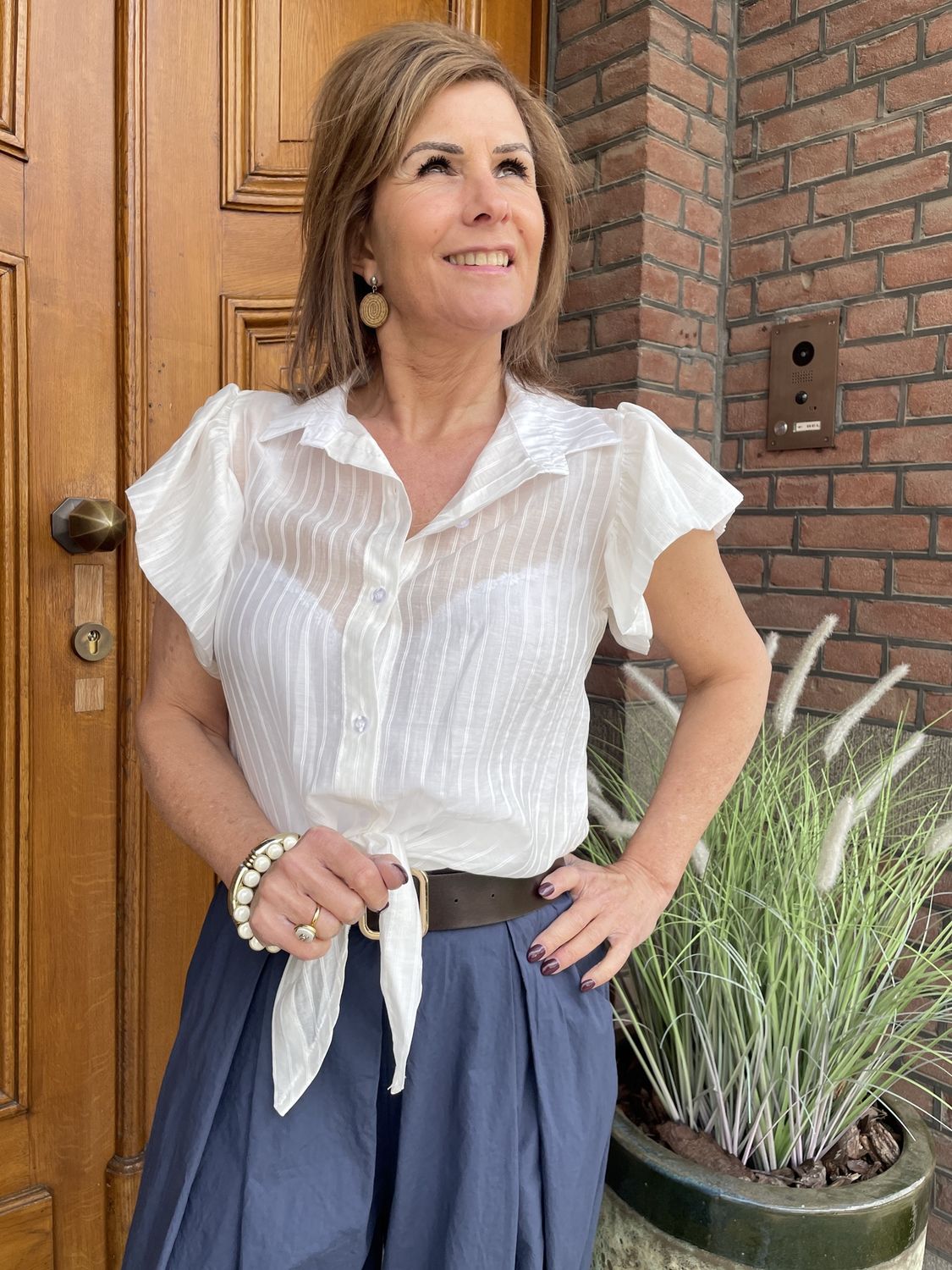 BLOUSE KRIJTSTREEP WIT