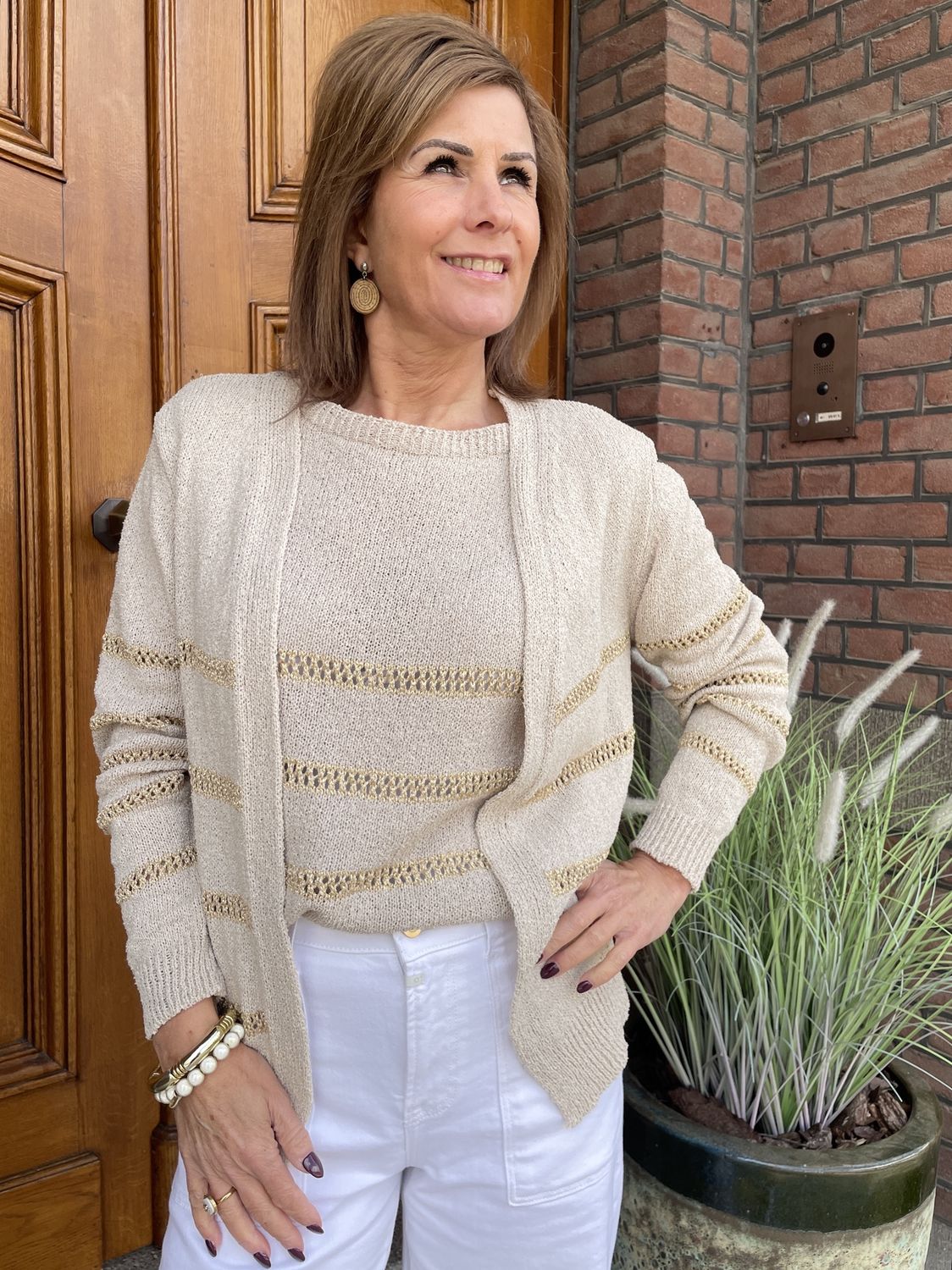 TWINSET VEST TAUPE met GOUD