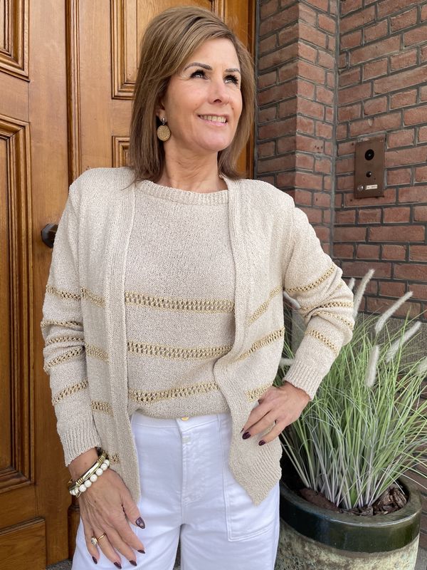 TWINSET VEST TAUPE met GOUD