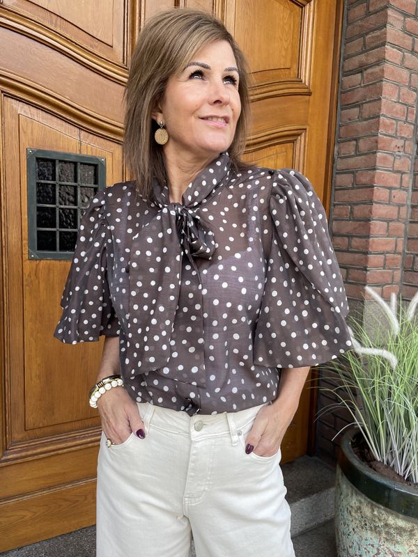 BLOUSE STRIK POLKADOT CHOCO - MINI POLKADOT