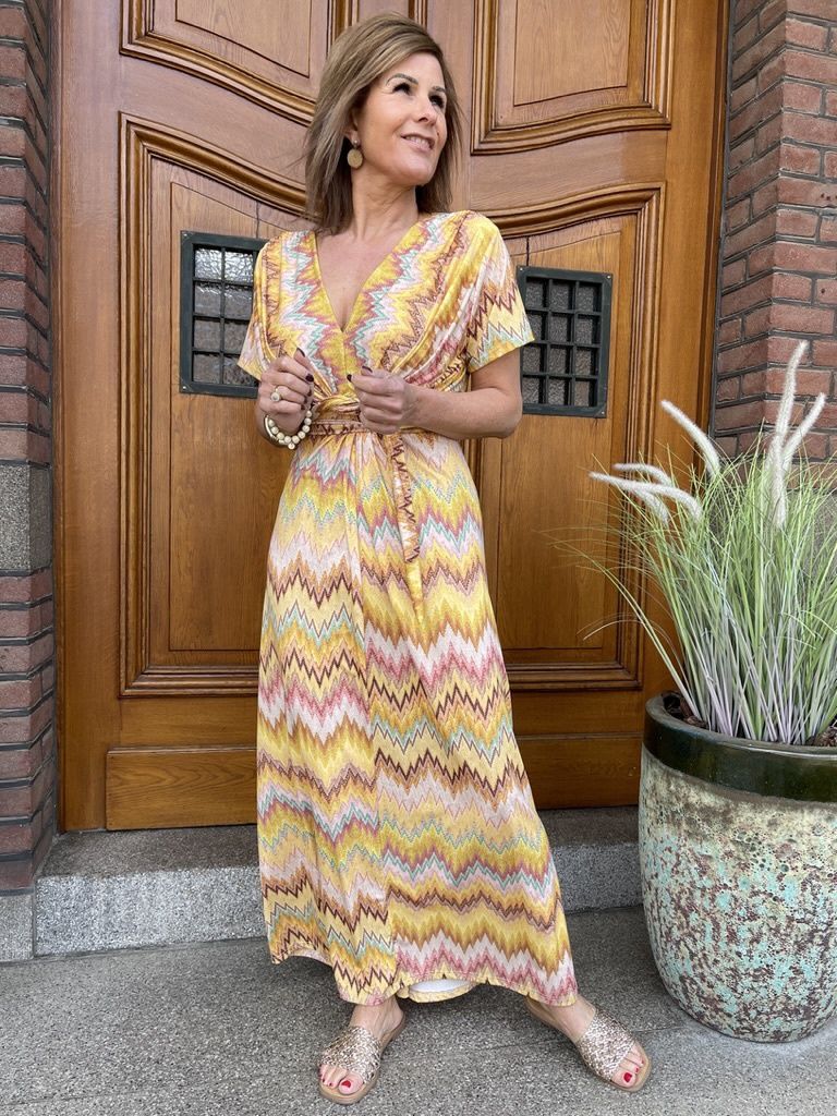 Travellerstof Print Jurk - Gele Zigzag - Zaza