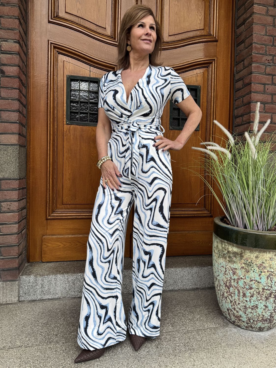 TRAVELLERSTOF JUMPSUIT - Blauwe Print - Esmee