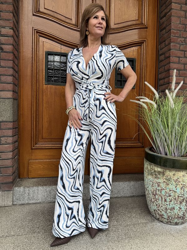 TRAVELLERSTOF JUMPSUIT - Blauwe Print - Esmee