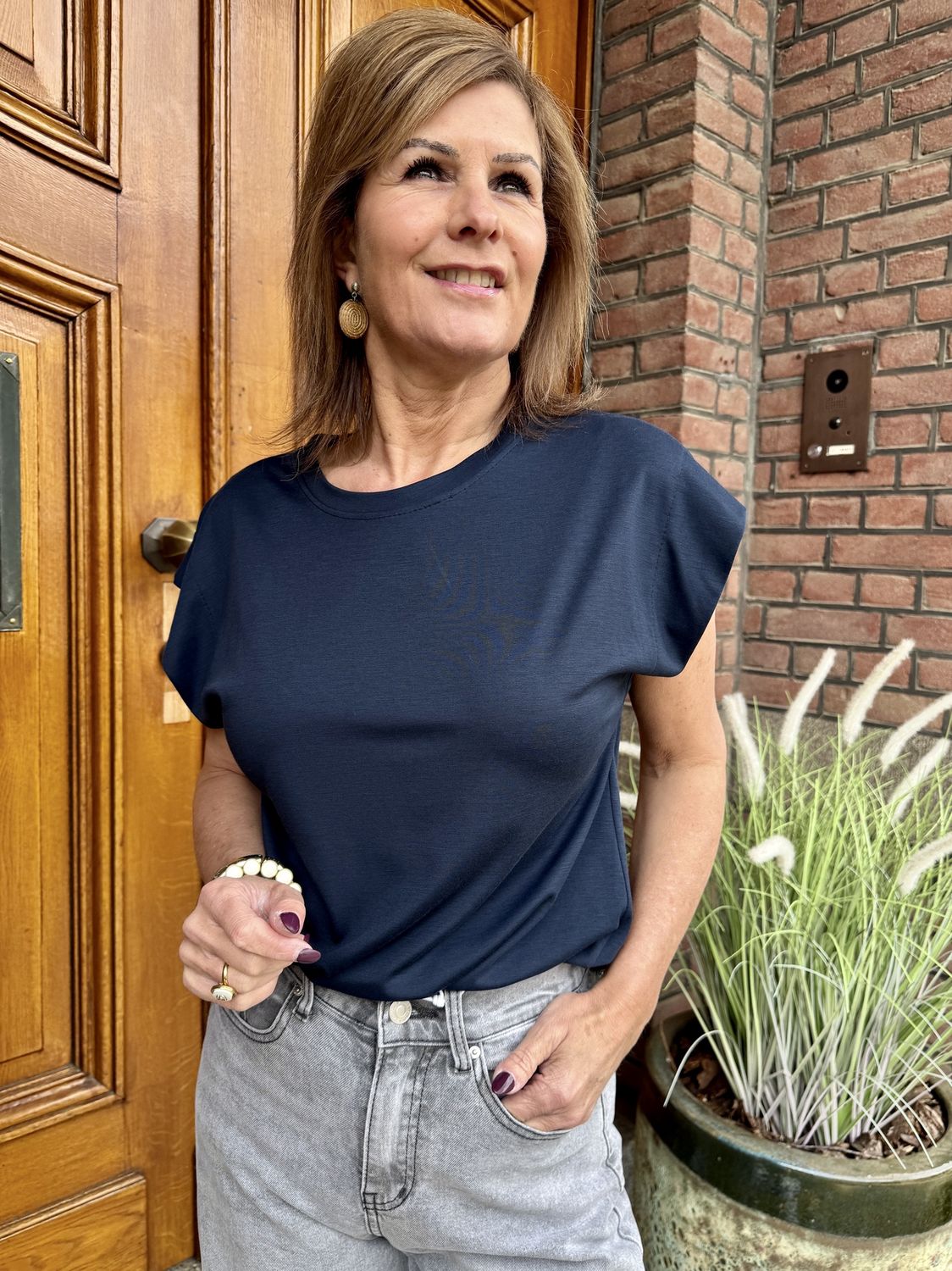 TSHIRT BASIC - Donkerblauw - Evelyn