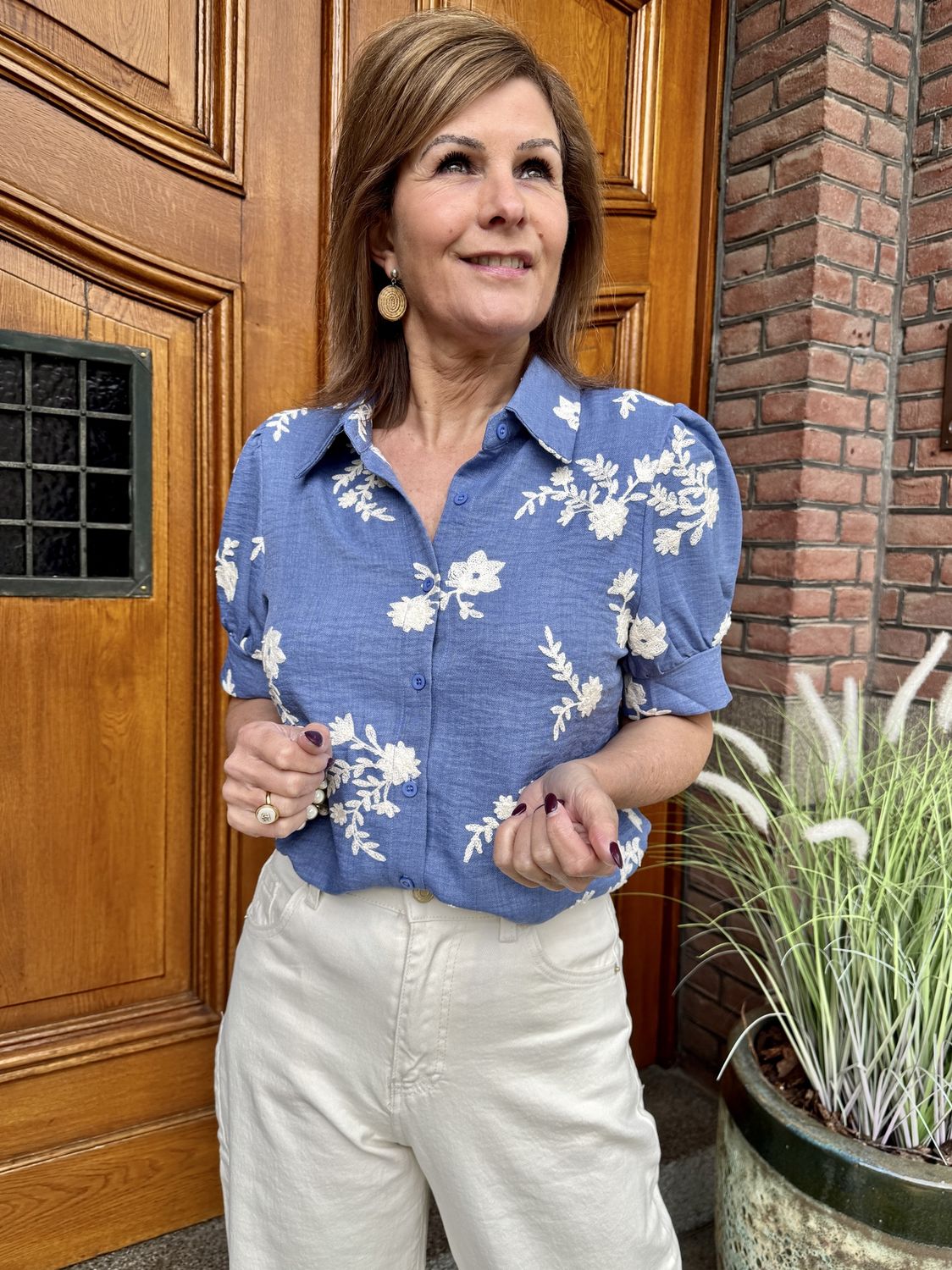 JEANS BLOUSE met BRODERIE - Brigitte