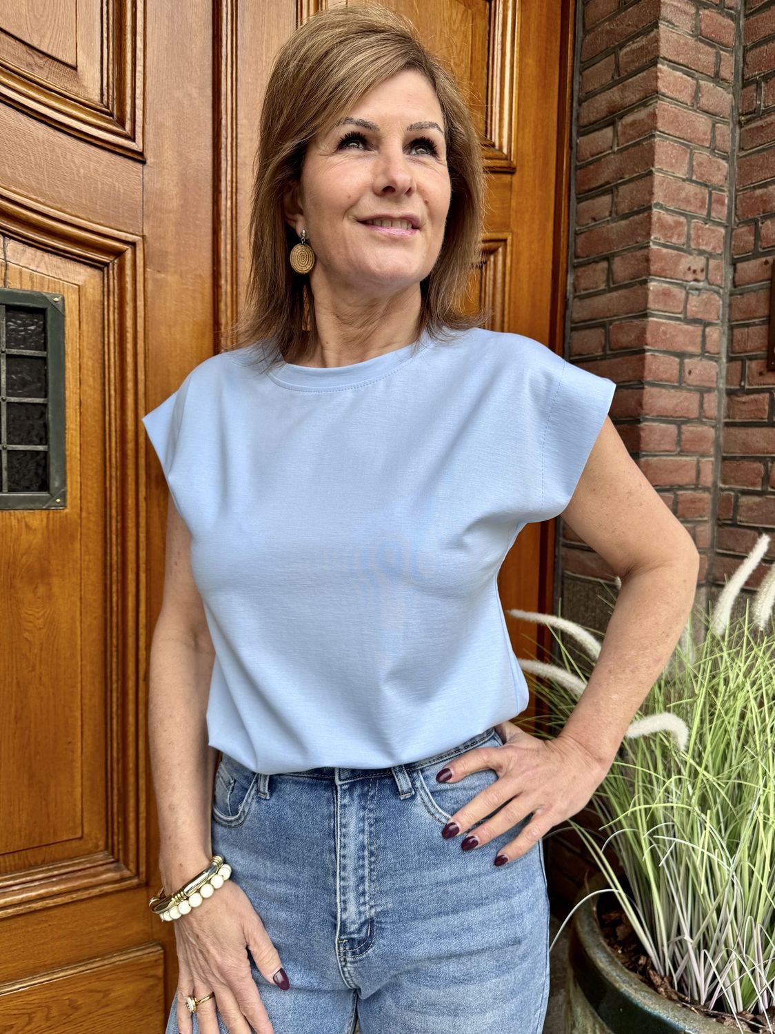 TSHIRT BASIC - Lichtblauw - Evelyn