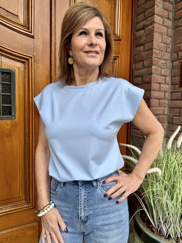 TSHIRT BASIC - Lichtblauw - Evelyn