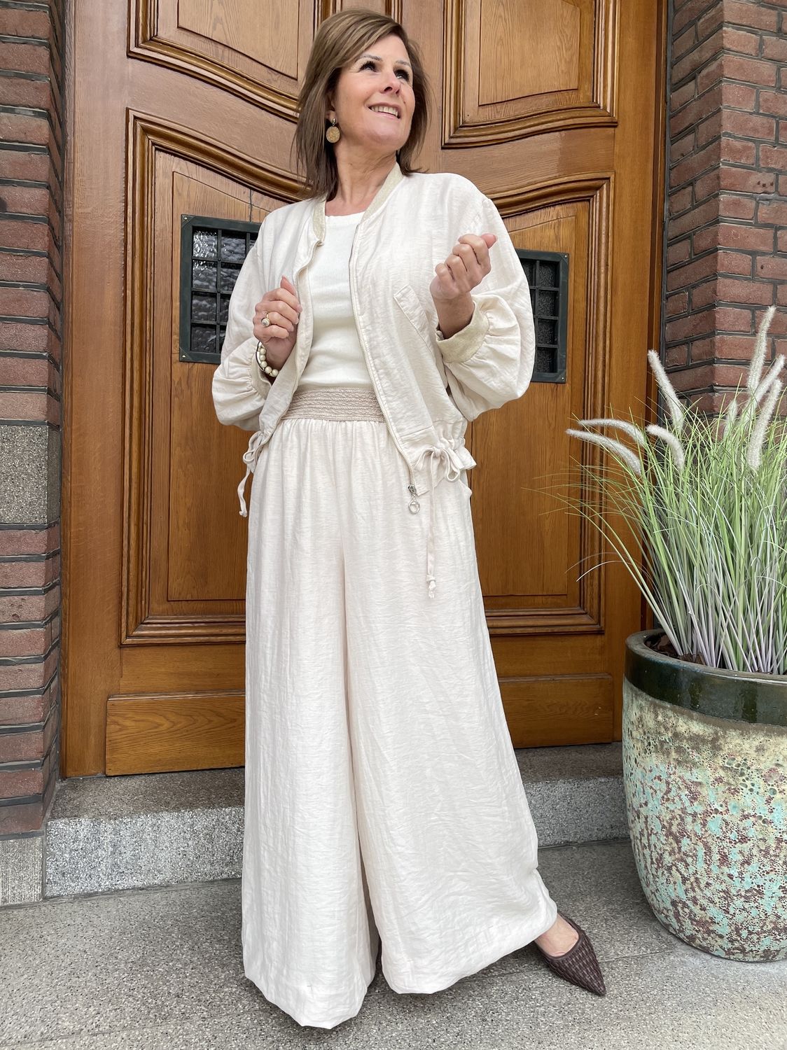 PANTALON - LICHTBEIGE - met elastieke band