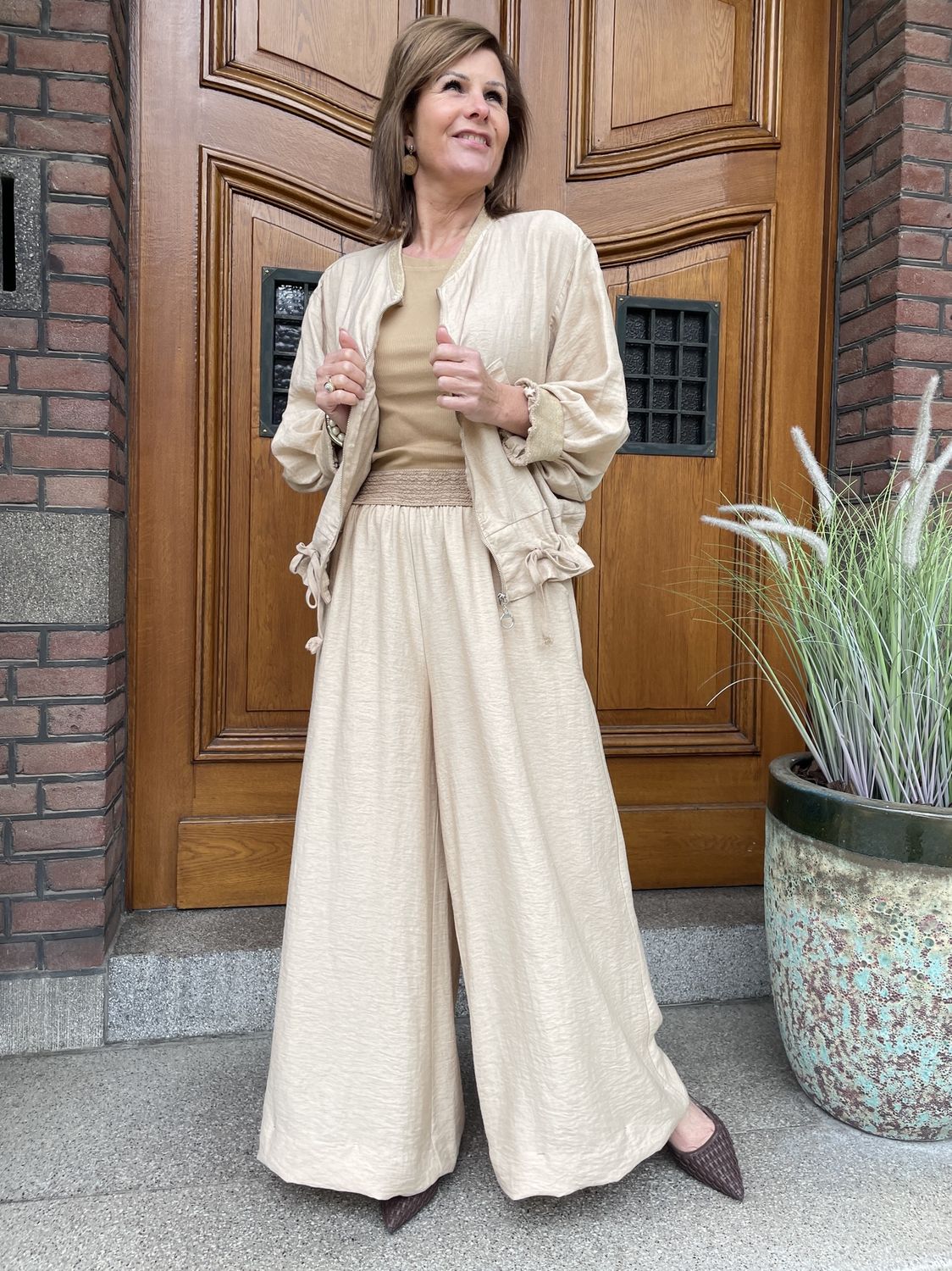 PANTALON - CAMEL - met elastieke band