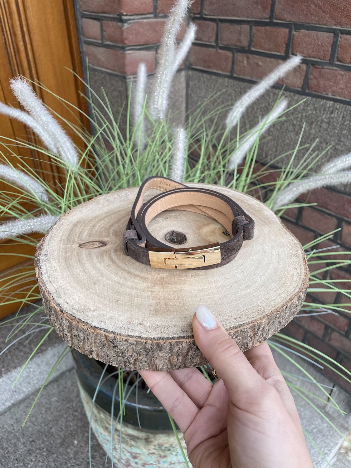 Riem Polly - Echt leer, Kleur: Suede choco