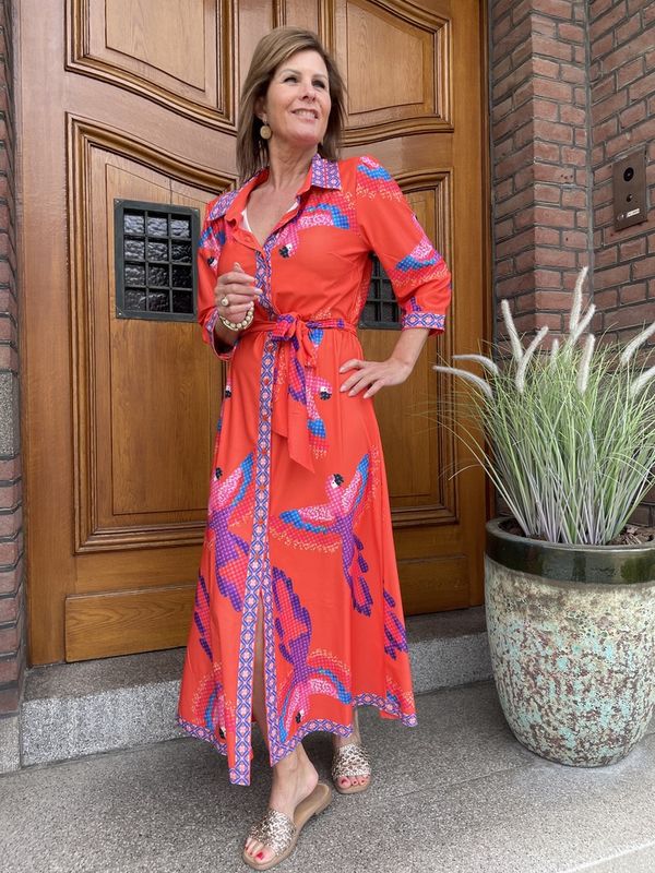 C413 P140 - Maxi Jurk met Design -