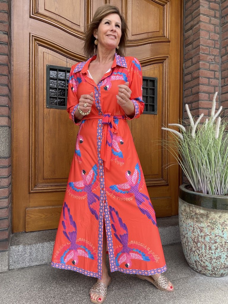 C413 P140 - Maxi Jurk met Design -