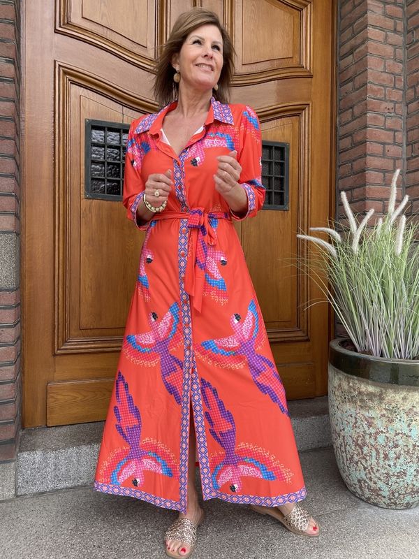 C413 P140 - Maxi Jurk met Design -