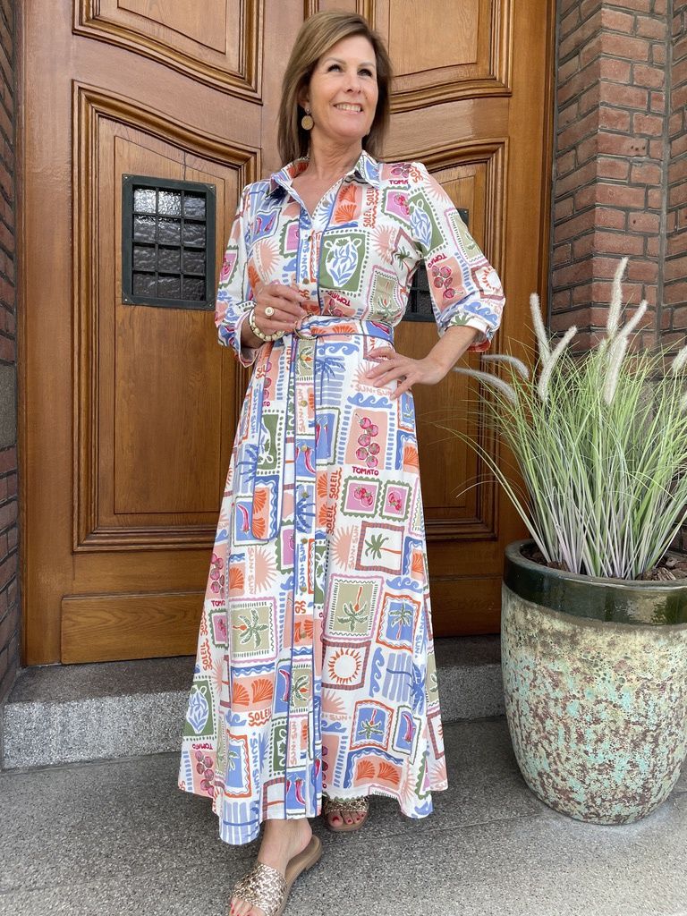 C302 P096 - Maxi Jurk met Design -