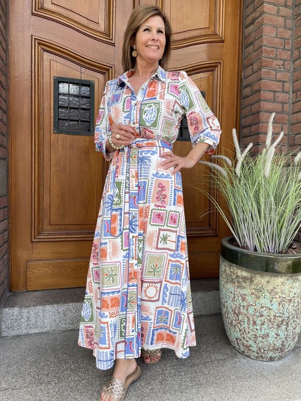 C302 P096 - Maxi Jurk met Design -