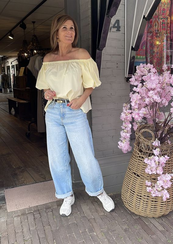 Uni Blouse met Pofmouw - Geel