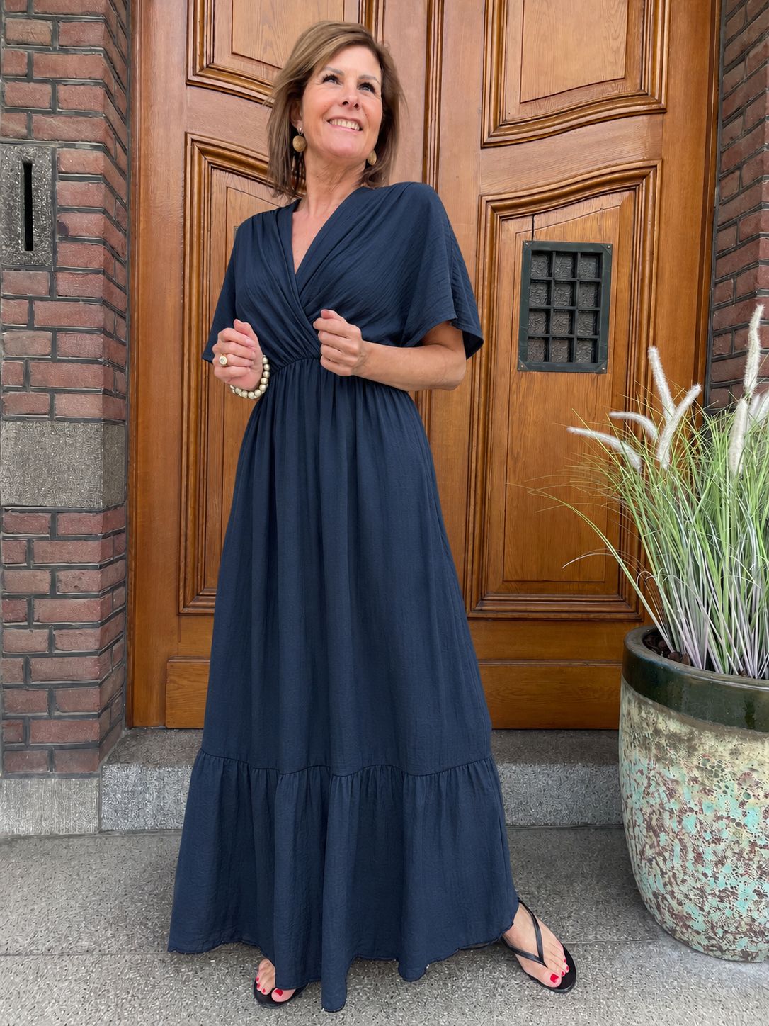 Maxi Jurk Donkerblauw Uni