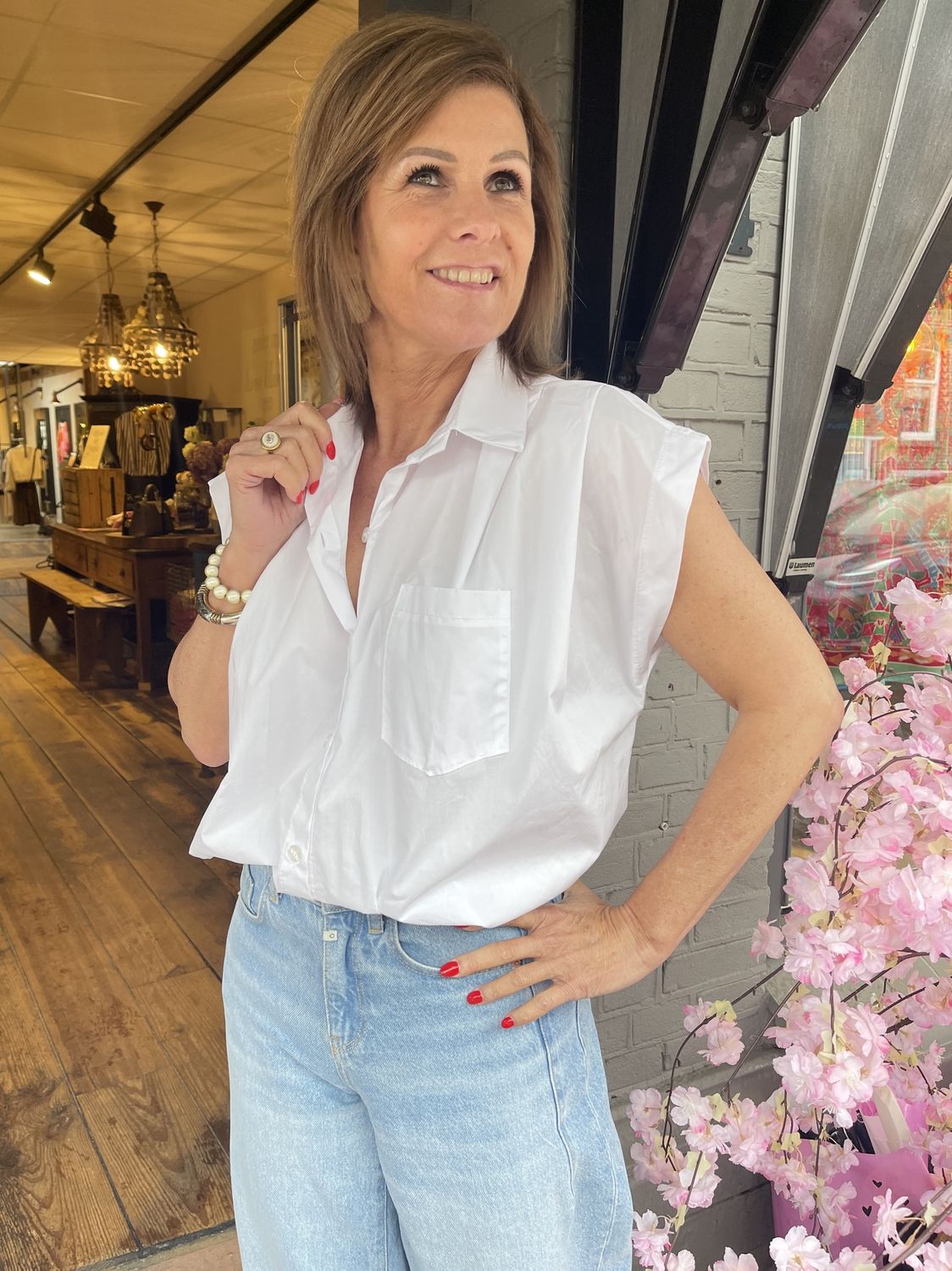 Ballon Blouse Ellie - Wit