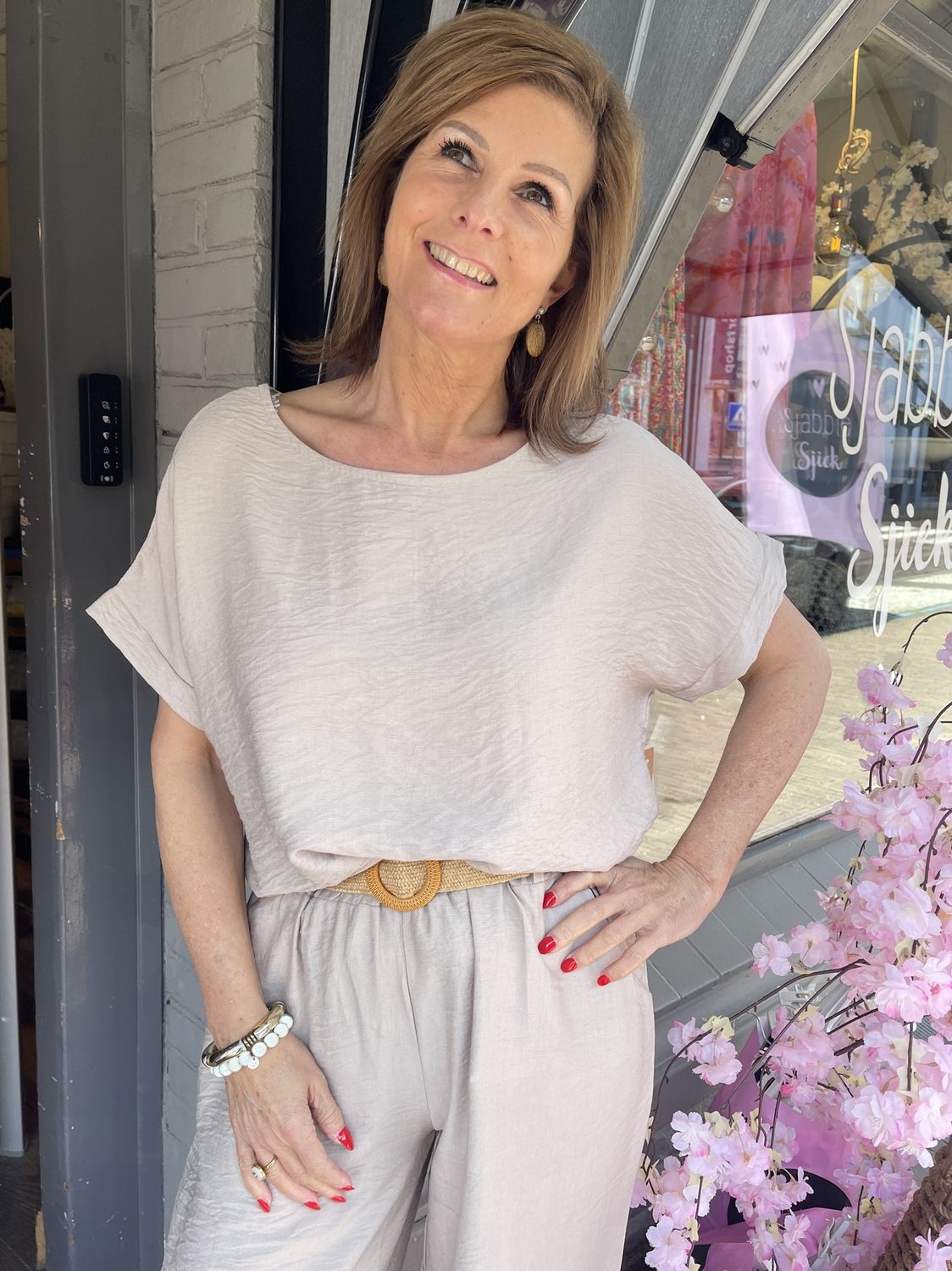 T-shirt ESMEE - Licht Taupe - Viscose