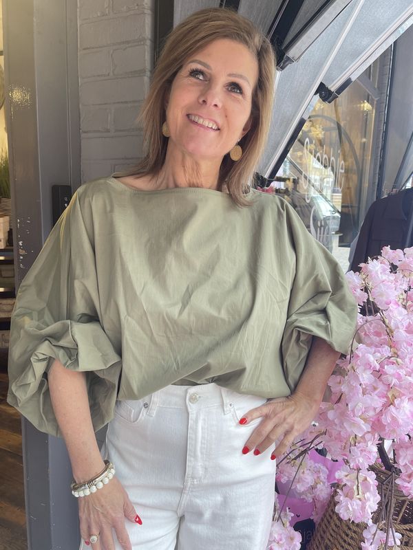 Blouse met Ballonmouw - Kaki