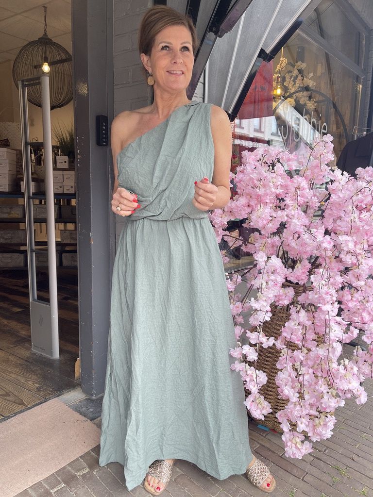 Offshoulder Jurk Soleil - Aqua