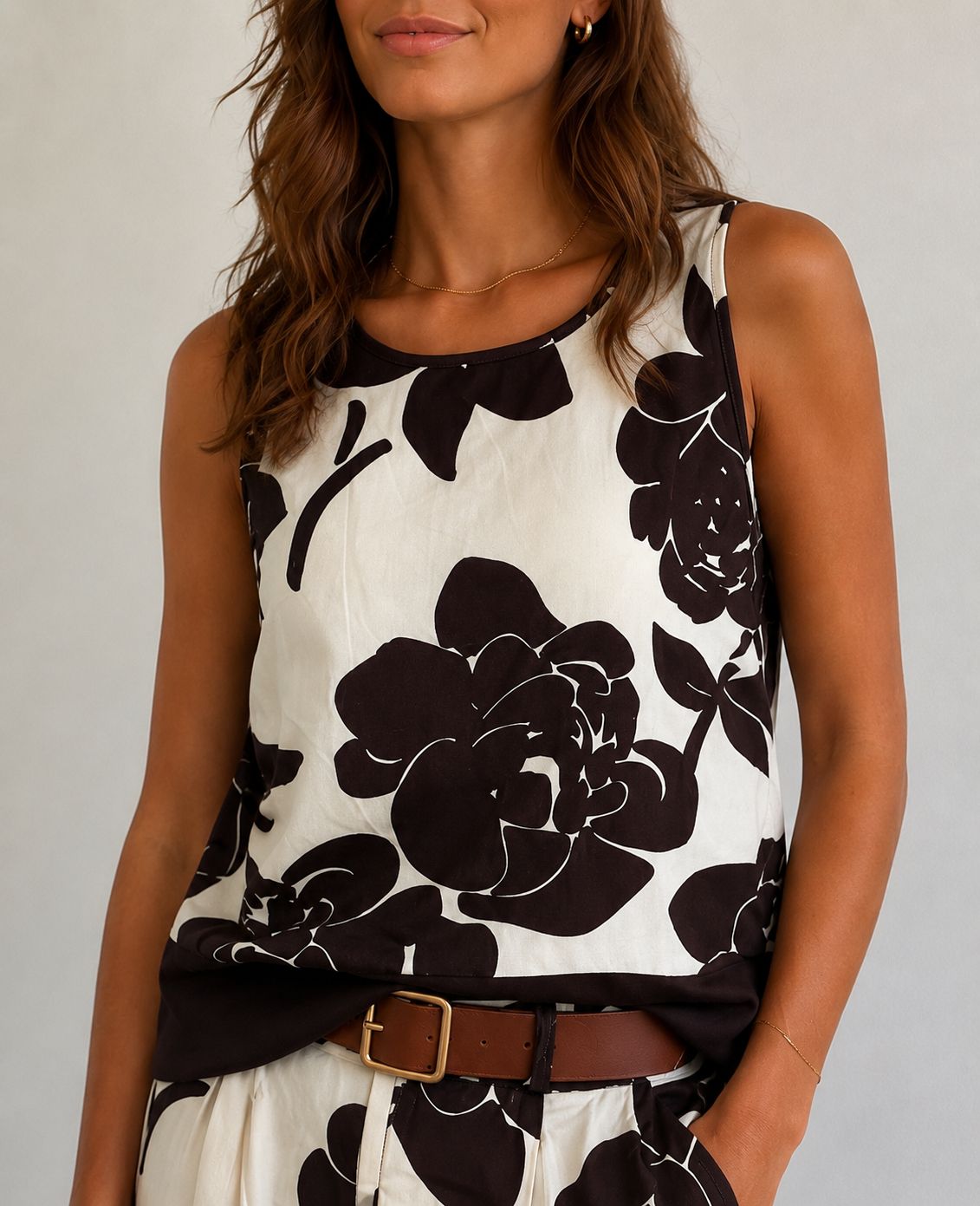 GEBLOEMDE TOP - Choco