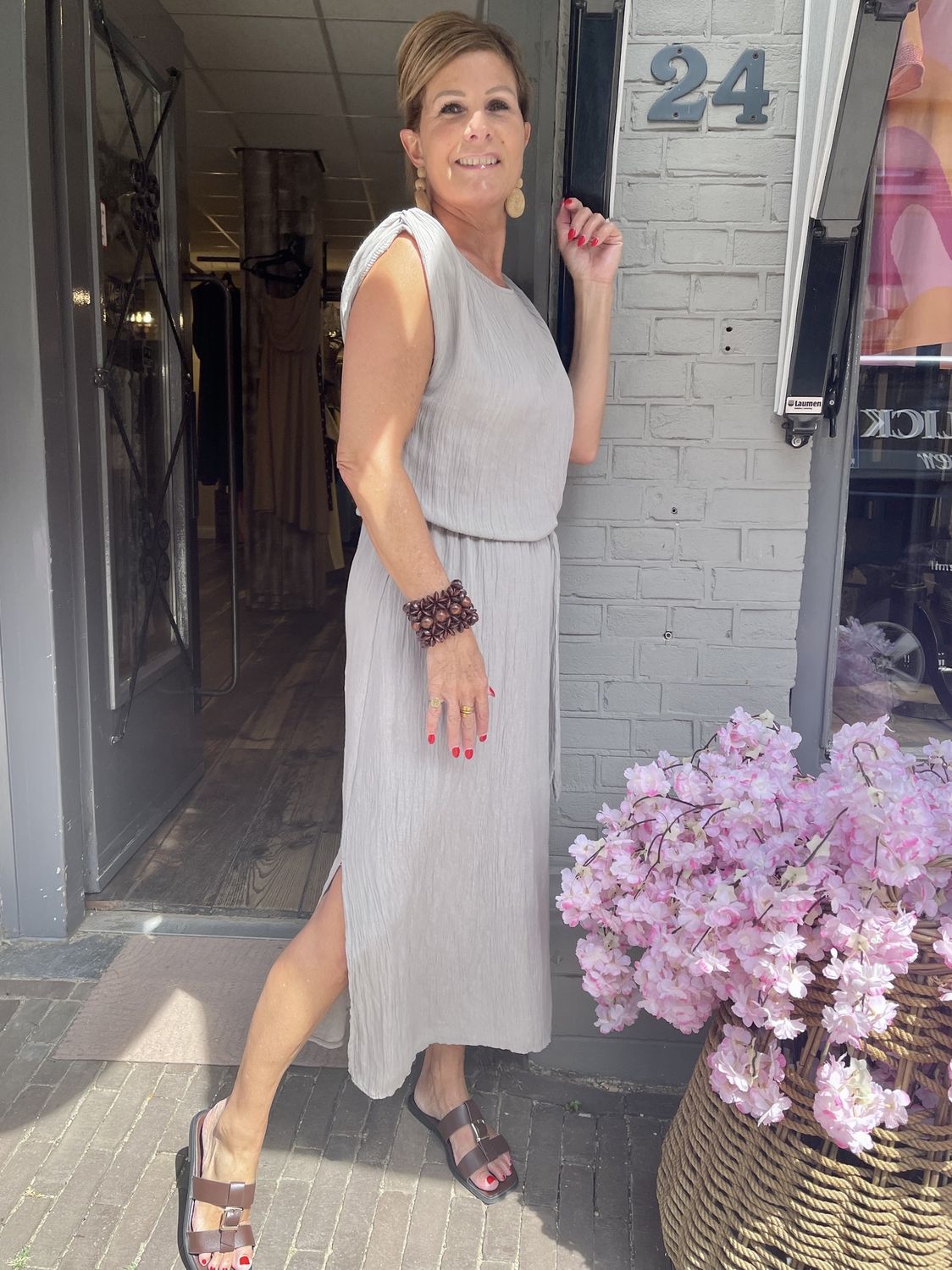 Jurk Debbie met Knot - Taupe
