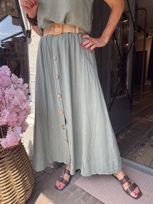 Viscose Rok met Riem - Aqua