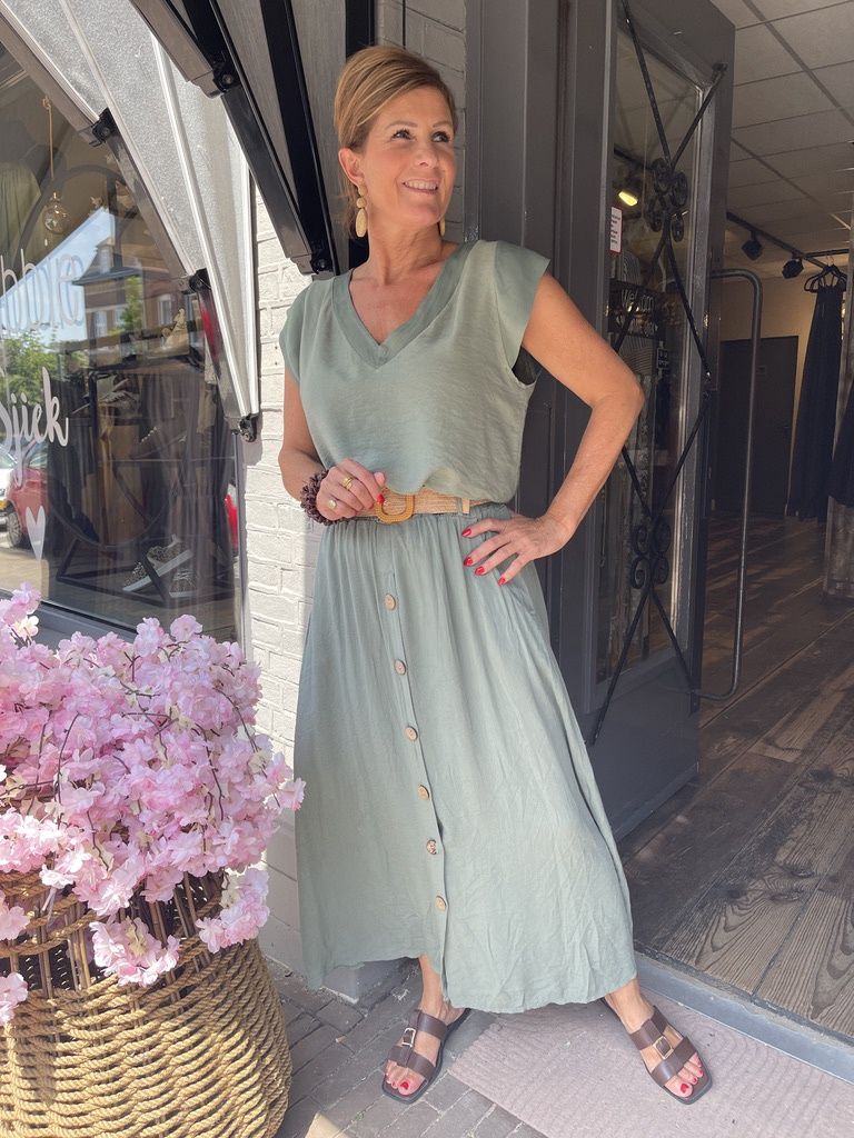 Viscose Rok met Riem - Aqua