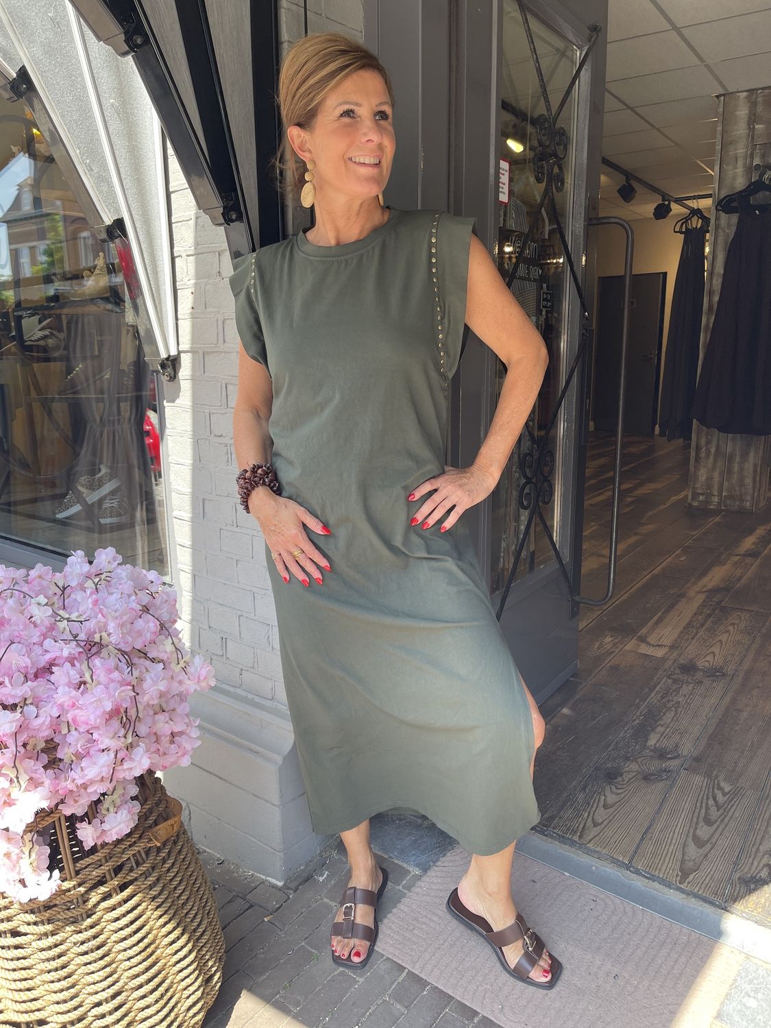 Maxi Jurk Stud - Kaki