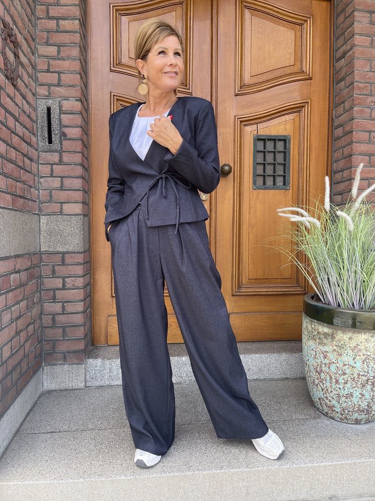 Lean Wide-Leg Pants - Dark Blue