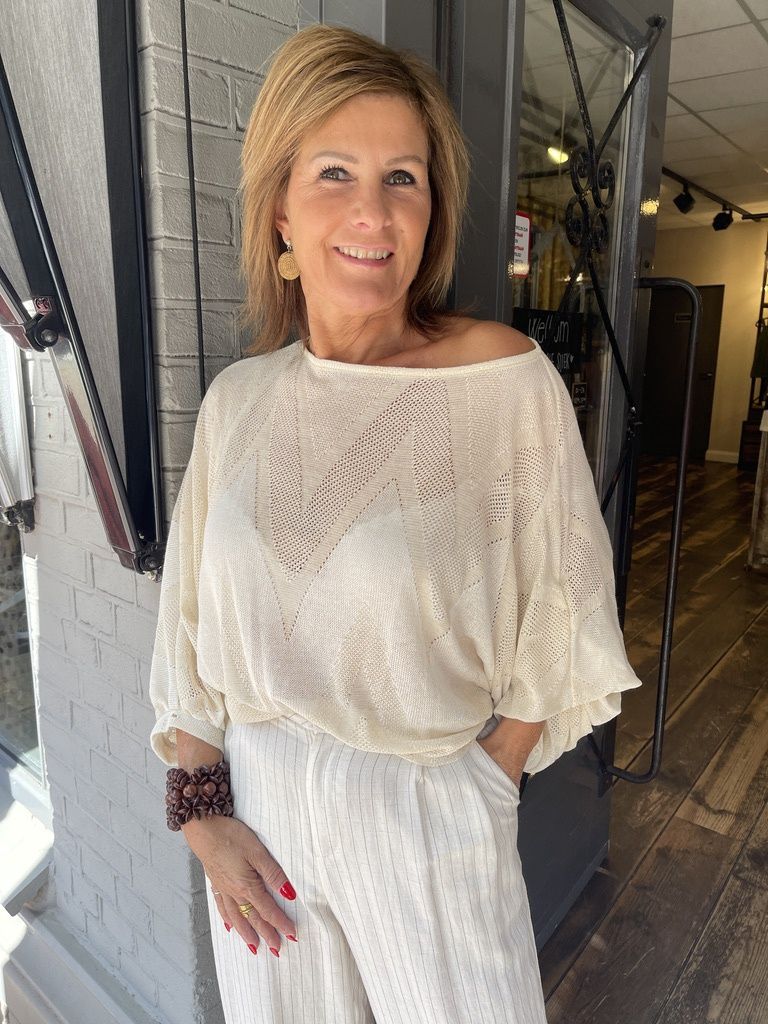 Gehaakte Sweater met Ballonmouw - Offwhite