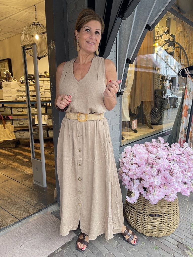 Viscose Rok met Riem - Beige