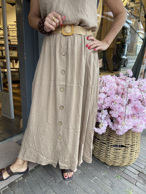 Viscose Rok met Riem - Beige