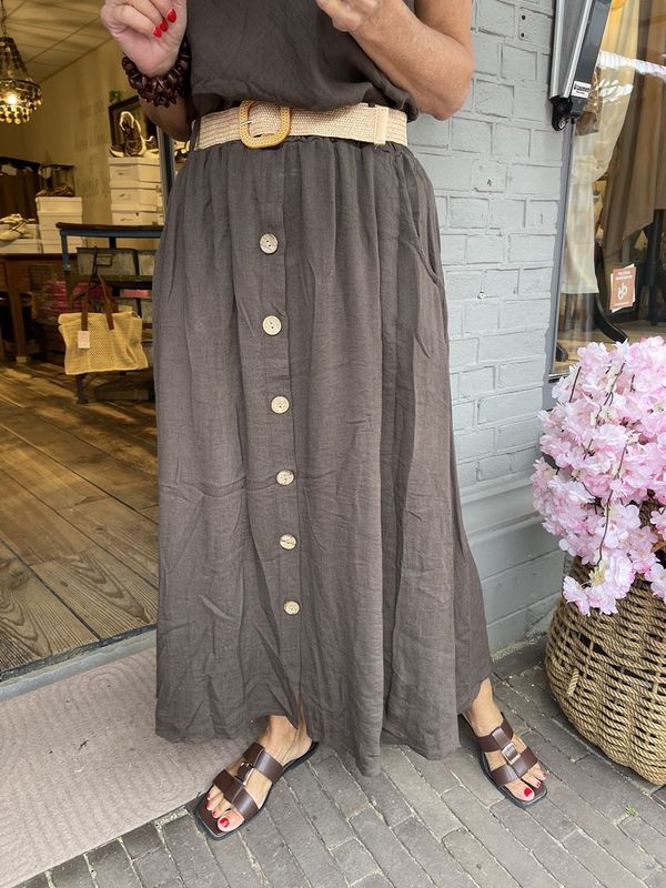Viscose Rok met Riem - Choco