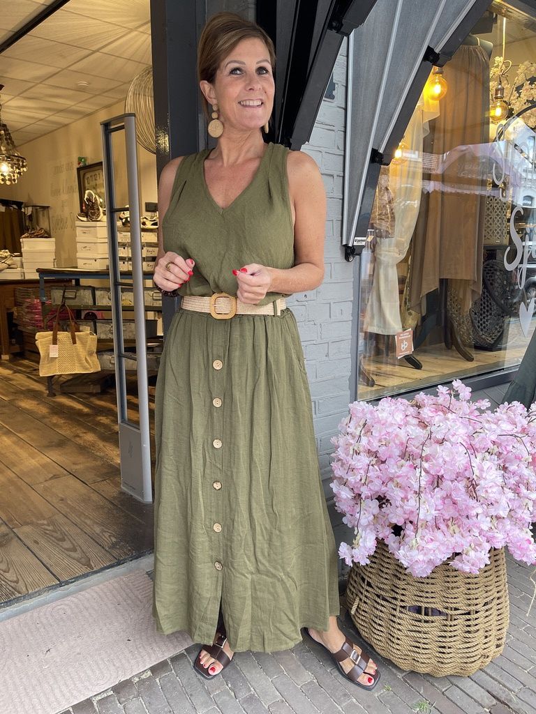Viscose Rok met Riem - Kaki