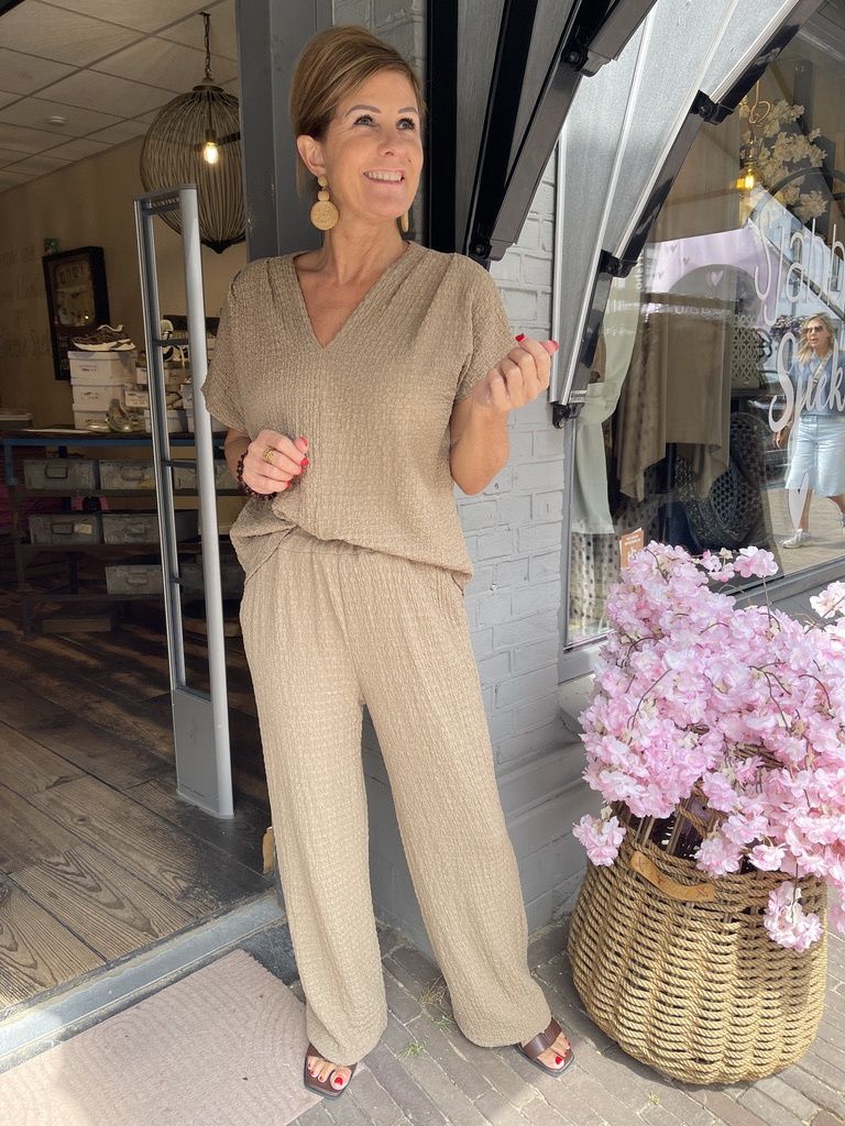 Broek van Wafelstof - Camel