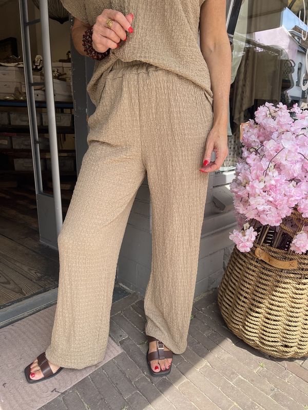 Broek van Wafelstof - Camel