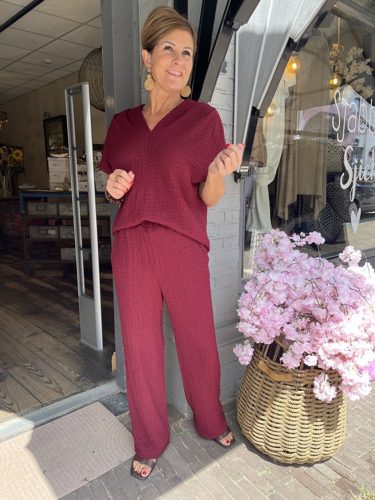 Broek van Wafelstof - Bordeaux