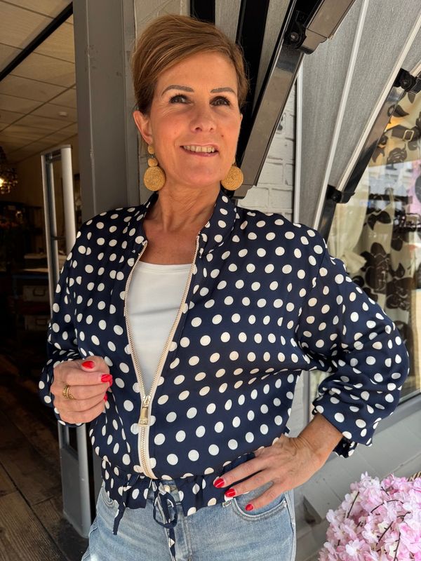Polkadot Bomberjack - Donkerblauw