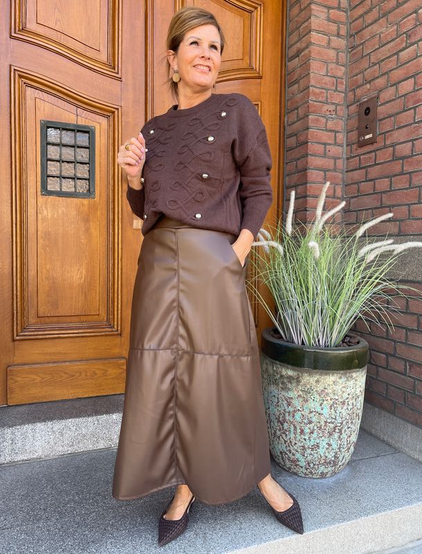 Leatherlook Rok Sofie - Choco