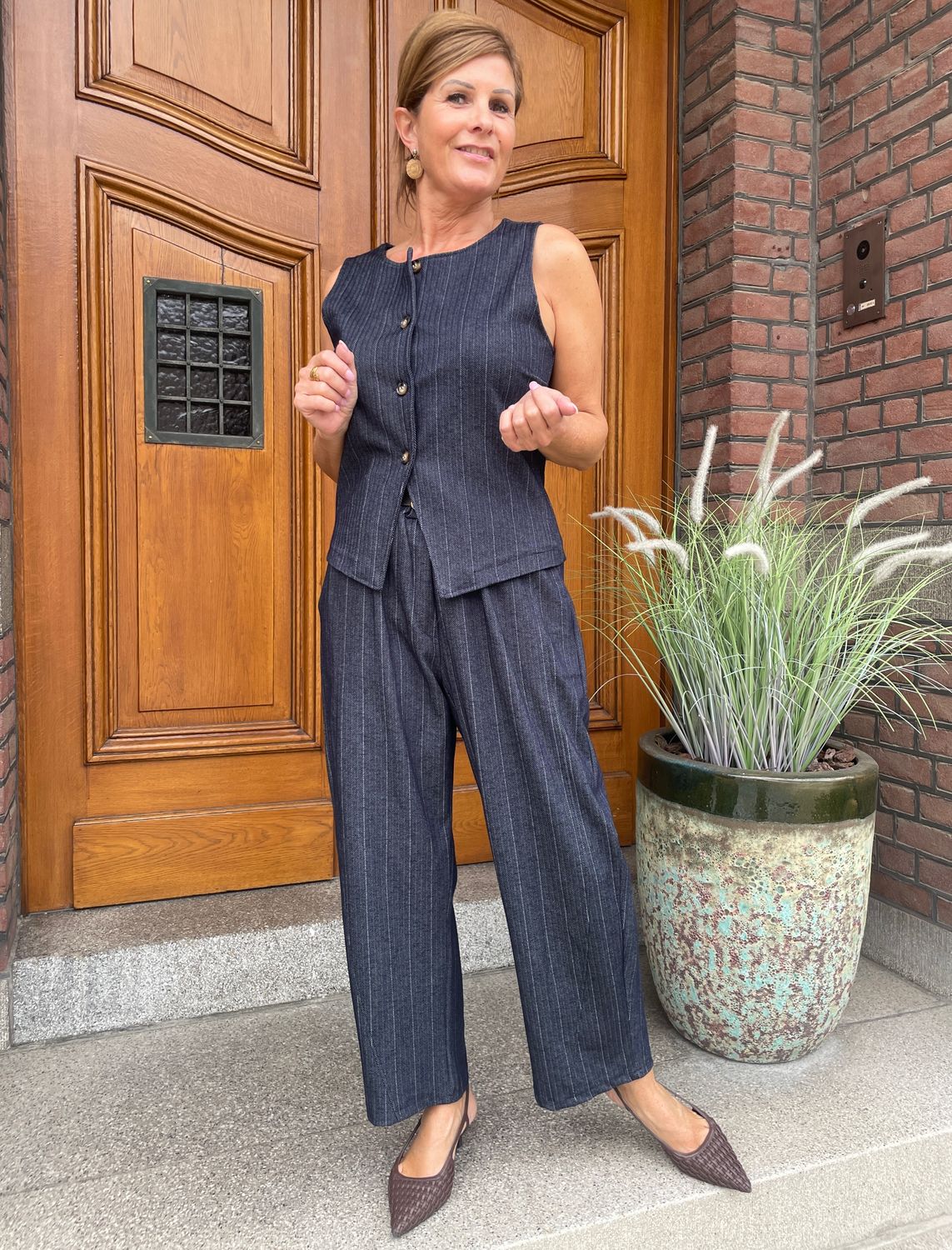 BROEK - Blauw Krijtstreep - Steph
