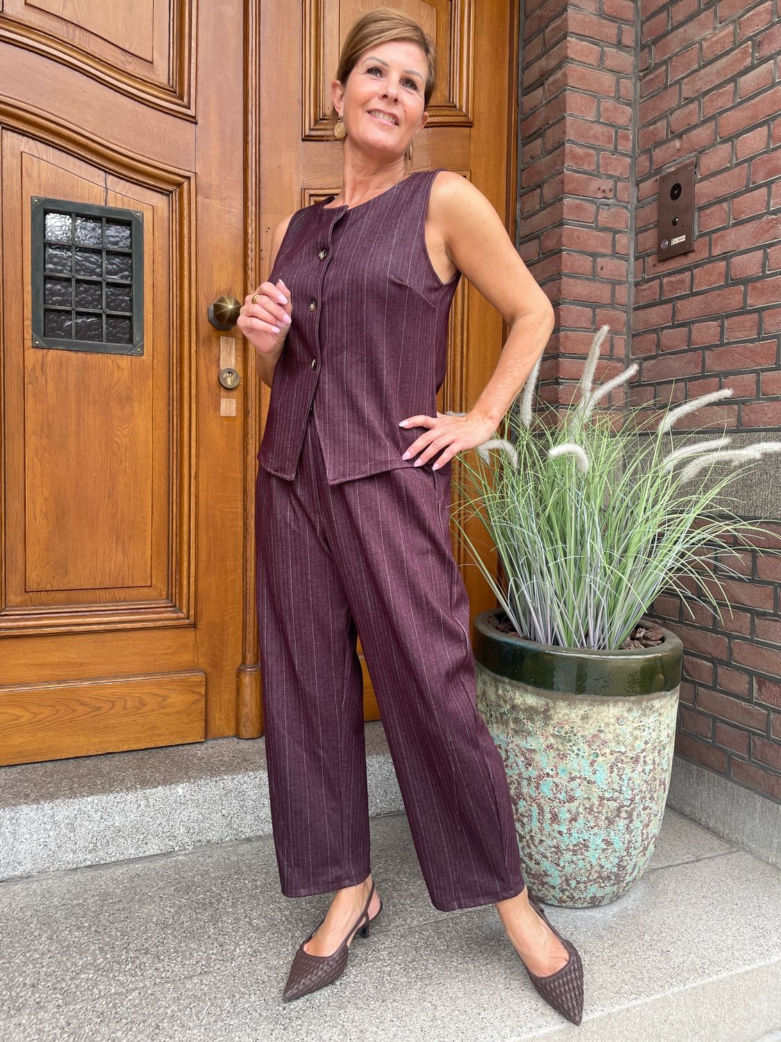 BROEK - Bordeaux Krijtstreep - Steph